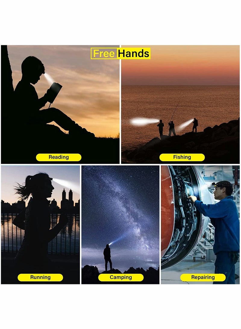 Headlamp Flashlight 270°Wide Beam Led 1000 Lumens Rechargeable With 6 Modes Motion Sensor Ipx5 Waterproof Headlight For Camping Running Fishing Hard Hat