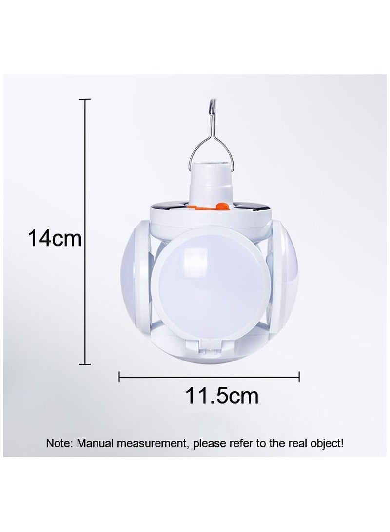 Solar Camping Lantern, Portable Tent Lamp with Hanging Hook, Folding LED Football Bulbs Rechargeable USB Lights for Home, Office, Tent, Car, Emergency Outages