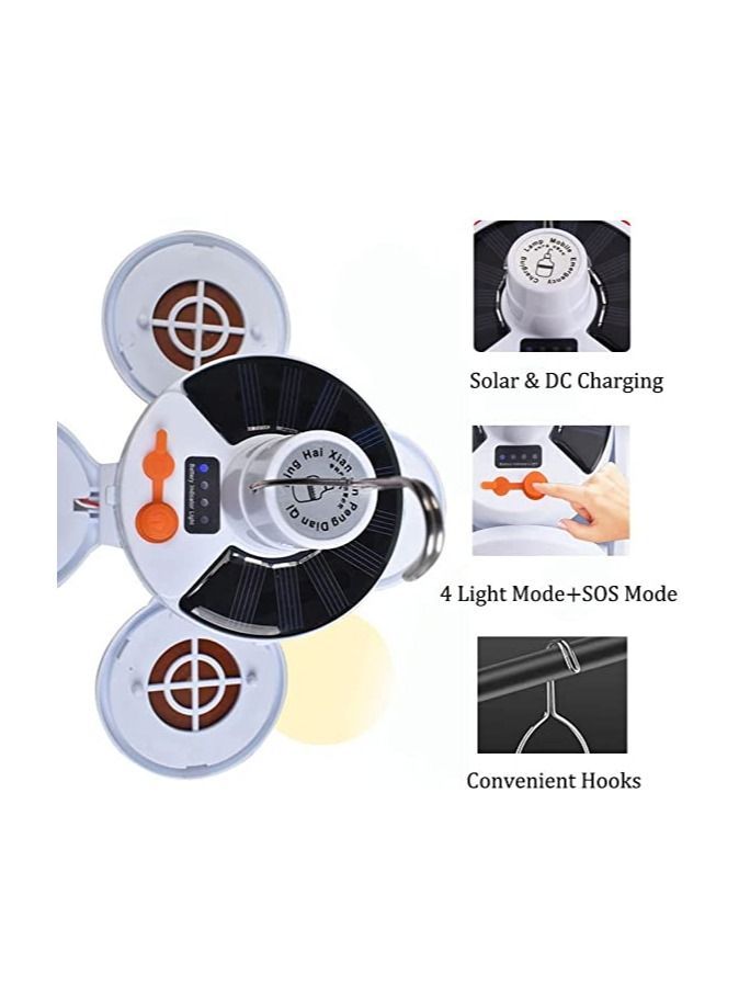 Solar Camping Lantern, Portable Tent Lamp with Hanging Hook, Folding LED Football Bulbs Rechargeable USB Lights for Home, Office, Tent, Car, Emergency Outages