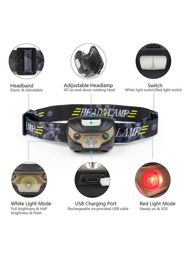 Rechargeable Camping LED Headlamp With Cable 5.5 x 3.5cm