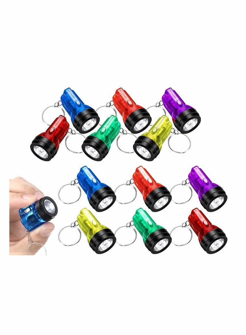 Mini Flashlight Keychains Pack of 12 LED Key Chains for Kids in Assorted Colors 1.5 Inch Portable Handheld Flashlights Camping Party Favors