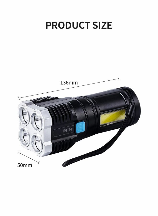 4 LED USB Rechargeable LED Flashlights, Super Bright 50000 Lumens Light, IPX5 Waterproof Outdoor Camping and Hiking Flashlights Torch