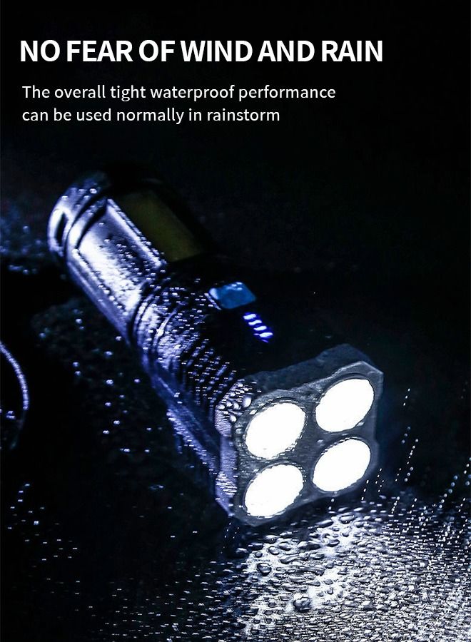 4 LED USB Rechargeable LED Flashlights, Super Bright 50000 Lumens Light, IPX5 Waterproof Outdoor Camping and Hiking Flashlights Torch