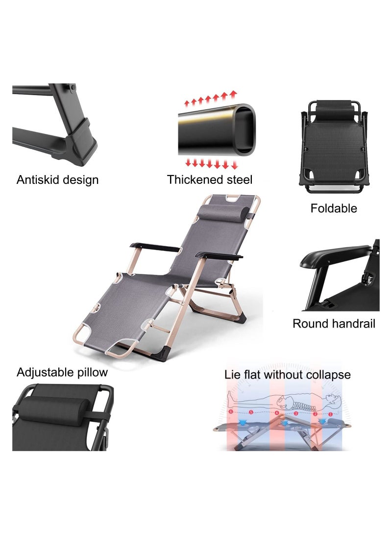 Adjustable Zero Gravity Folding Reclining Lounge Chair with Adjustable Headrest Oversize Recliner Lounger Beach Chairs Foldable Beach Chair