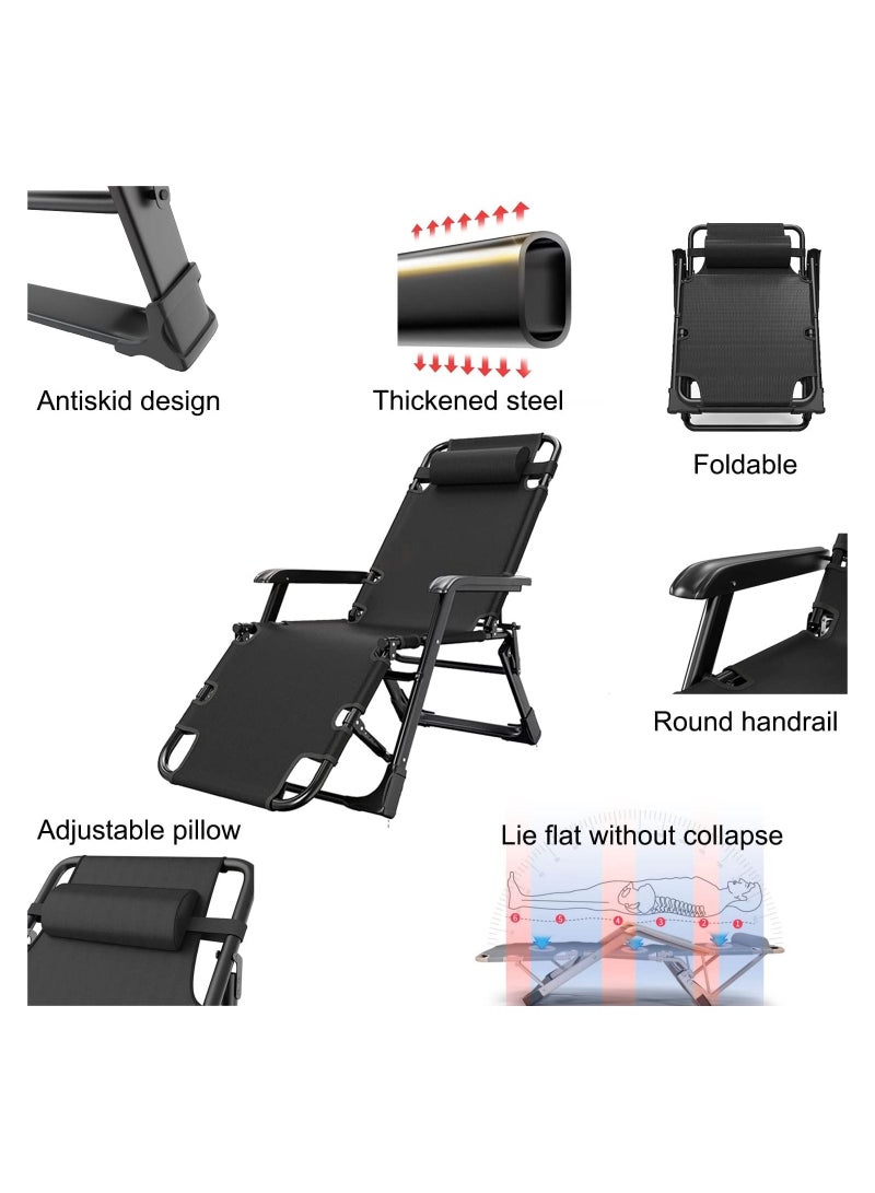 Adjustable Zero Gravity Folding Reclining Lounge Chair with Adjustable Headrest Oversize Recliner Lounger Beach Chairs Foldable Beach Chair