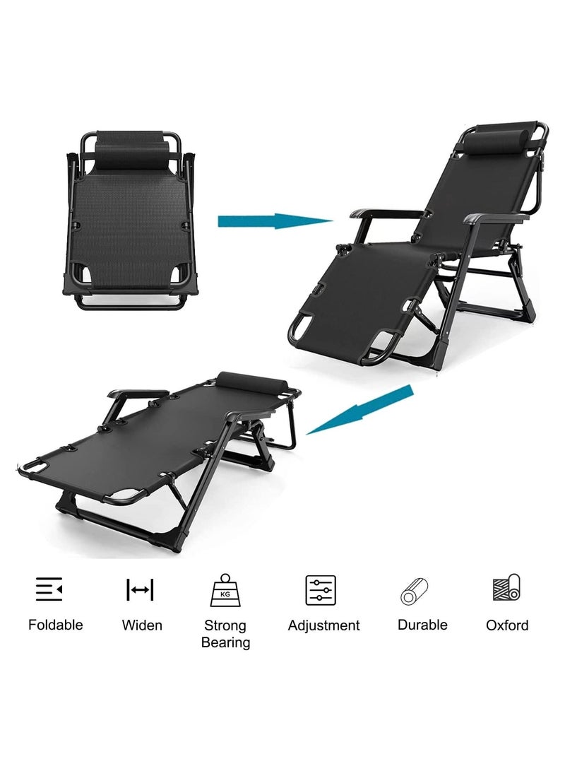 Adjustable Zero Gravity Folding Reclining Lounge Chair with Adjustable Headrest Oversize Recliner Lounger Beach Chairs Foldable Beach Chair