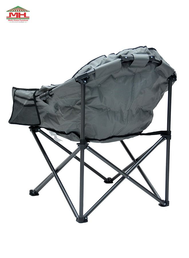 Best 2XLCamping Sofa MH-C932S-GREY Beach Chair Folding Chair With Cup holder And Big Pockets Comfortable Tilted Back-Cup Holder-Carry Bag for Indoor Outdoor Travelling