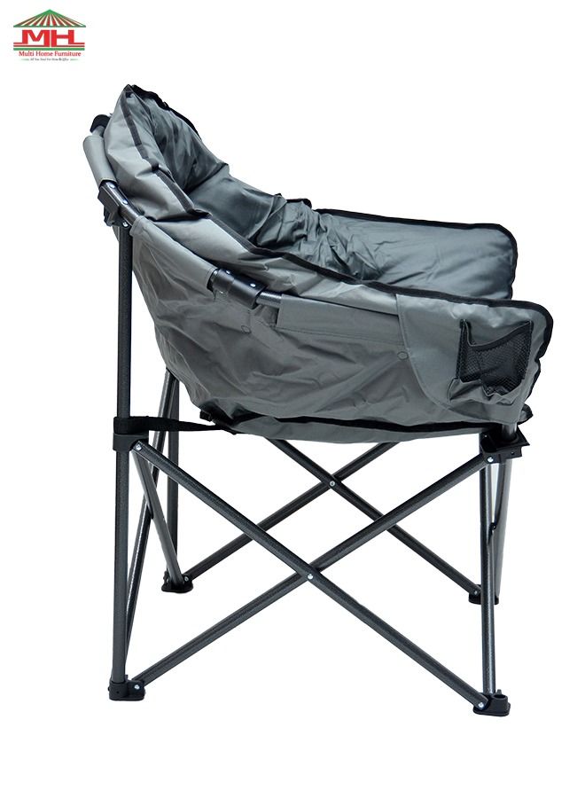 Best 2XLCamping Sofa MH-C932S-GREY Beach Chair Folding Chair With Cup holder And Big Pockets Comfortable Tilted Back-Cup Holder-Carry Bag for Indoor Outdoor Travelling