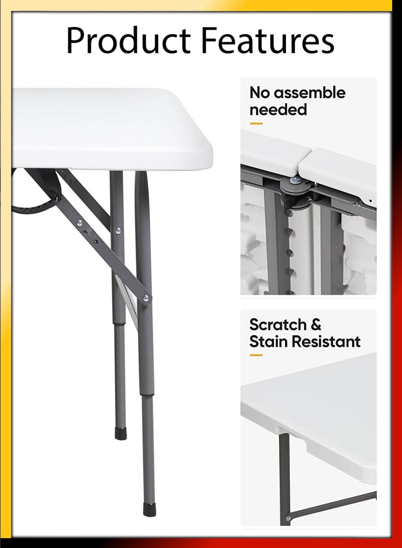 Multipurpose Rectangle 122cm Centre Folding Camping Table Lightweight Foldable Aluminium Portable Trestle Indoor Outdoor Picnic Barbecue Party Kitchen Home Dining Camping Garden BBQ Tables