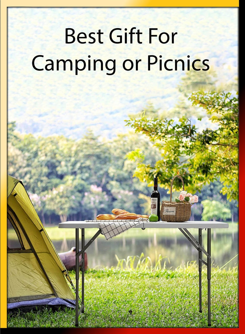 Multipurpose Rectangle 122cm Centre Folding Camping Table Lightweight Foldable Aluminium Portable Trestle Indoor Outdoor Picnic Barbecue Party Kitchen Home Dining Camping Garden BBQ Tables