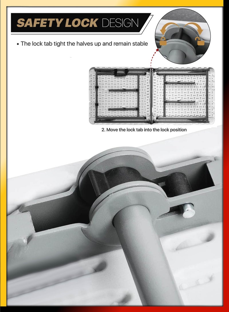Multipurpose Rectangle 122cm Centre Folding Camping Table Lightweight Foldable Aluminium Portable Trestle Indoor Outdoor Picnic Barbecue Party Kitchen Home Dining Camping Garden BBQ Tables