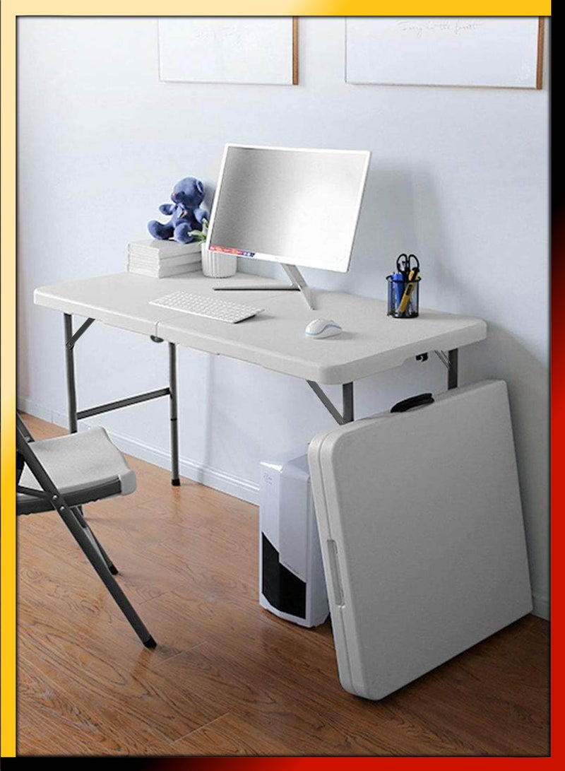 Multipurpose Rectangle 122cm Centre Folding Camping Table Lightweight Foldable Aluminium Portable Trestle Indoor Outdoor Picnic Barbecue Party Kitchen Home Dining Camping Garden BBQ Tables