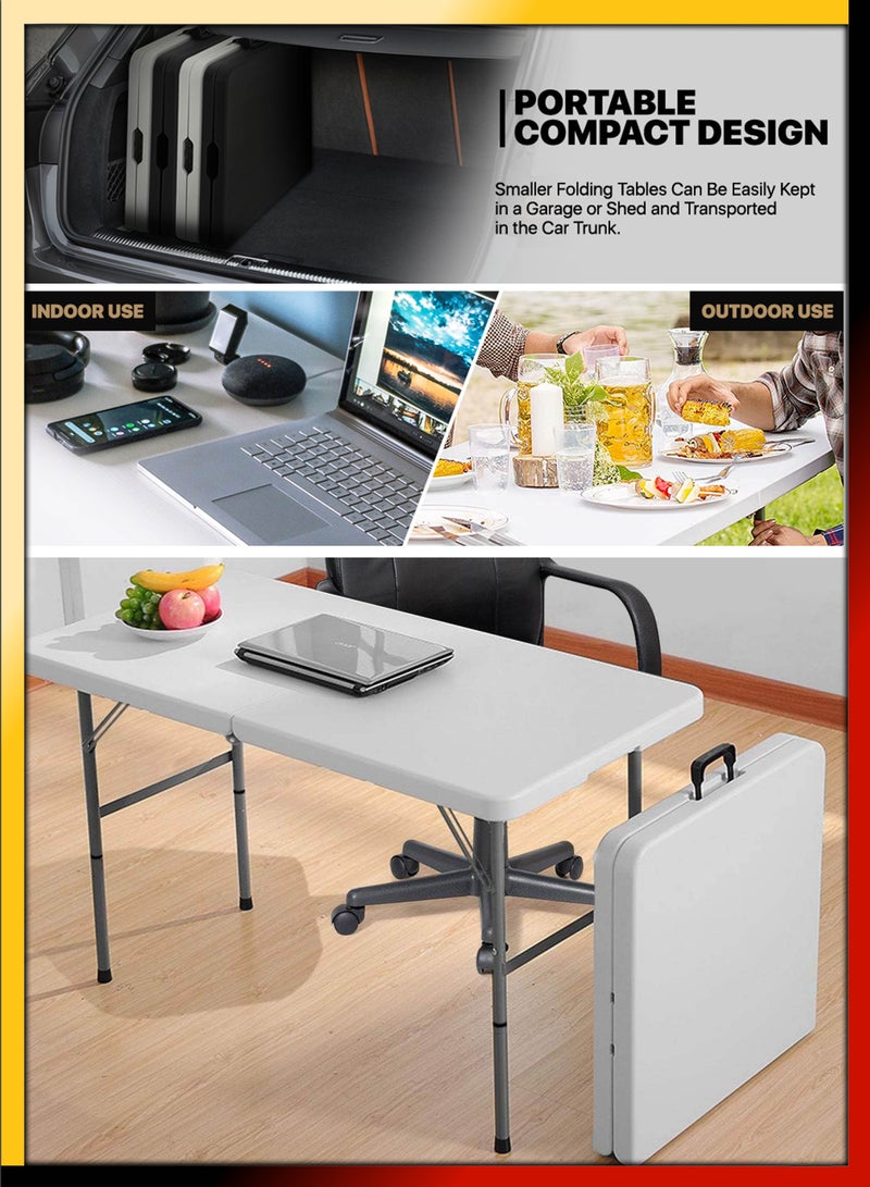 Multipurpose Rectangle 122cm Centre Folding Camping Table Lightweight Foldable Aluminium Portable Trestle Indoor Outdoor Picnic Barbecue Party Kitchen Home Dining Camping Garden BBQ Tables