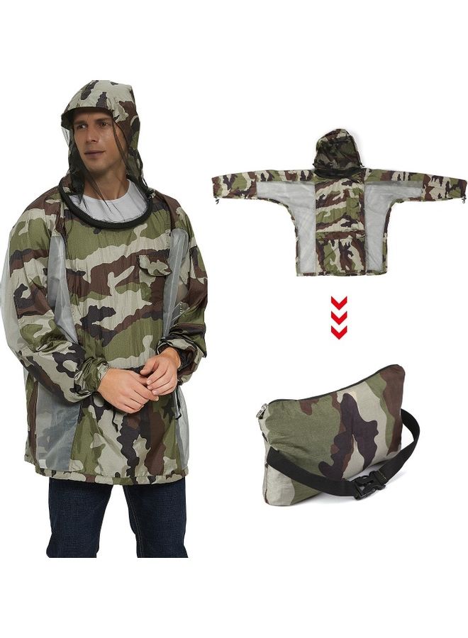 Breathable Bug Jacket with Zippered Hood Mosquito Repellent Mesh Net Shirt 20 x 13 x 4.5cm