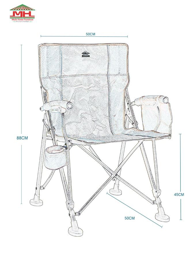 New Modern Design Camping Chair With Cup Holder And Pockets Beach Chair Garden Comfortable Tilted Back Cup Holder Carry Bag for Indoor Outdoor Travelling MH-C104S, Blue, Cup Holder