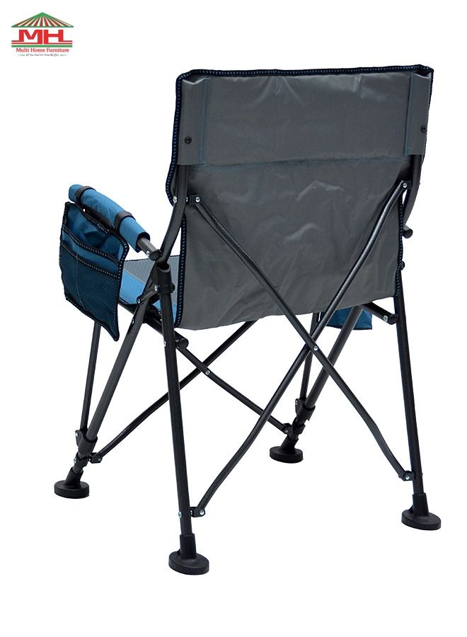 New Modern Design Camping Chair With Cup Holder And Pockets Beach Chair Garden Comfortable Tilted Back Cup Holder Carry Bag for Indoor Outdoor Travelling MH-C104S, Blue, Cup Holder