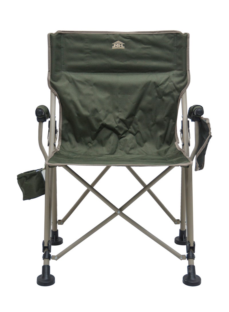 Camping Foldable Chair by Multi Home with One Pocket drink etc. Base is in steel with Modern Design with bag Packing easily moveable any where light in Weight C104S(GREEN)