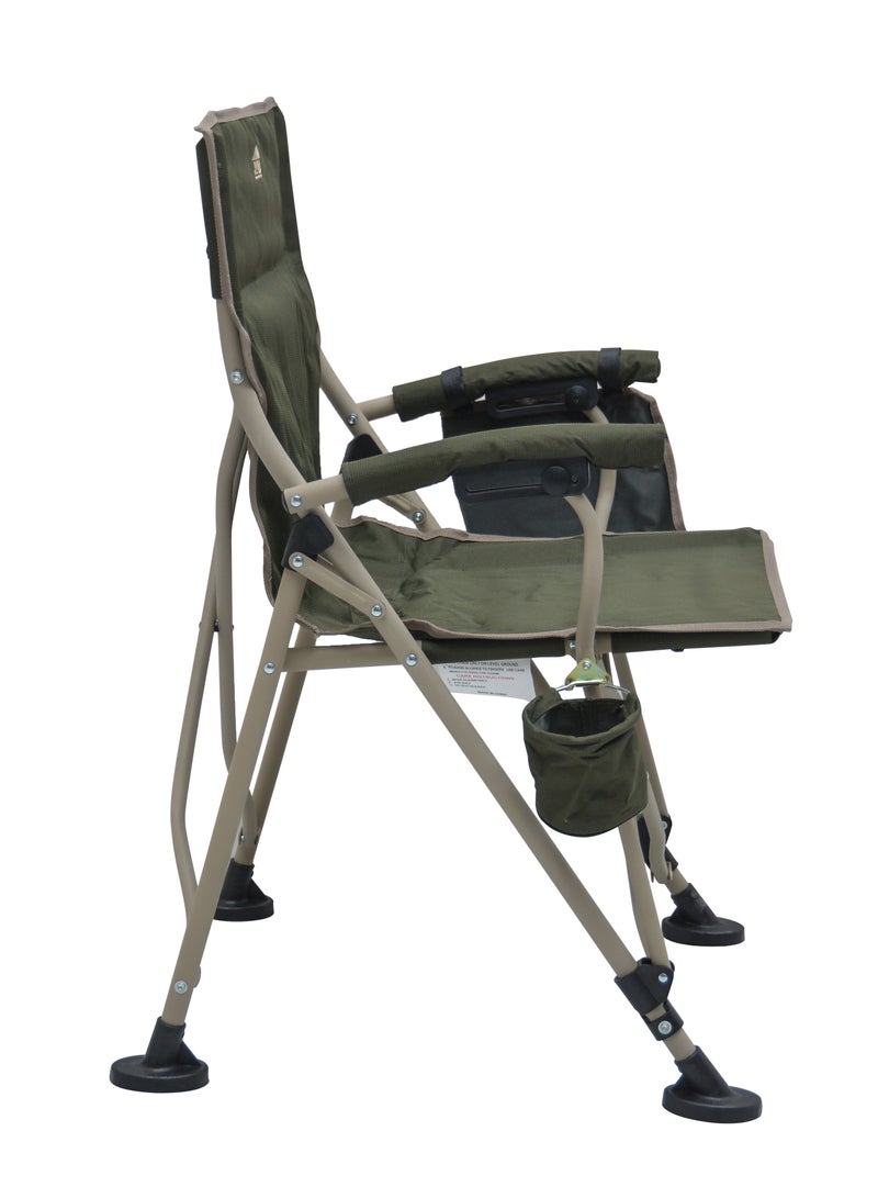 Camping Foldable Chair by Multi Home with One Pocket drink etc. Base is in steel with Modern Design with bag Packing easily moveable any where light in Weight C104S(GREEN)