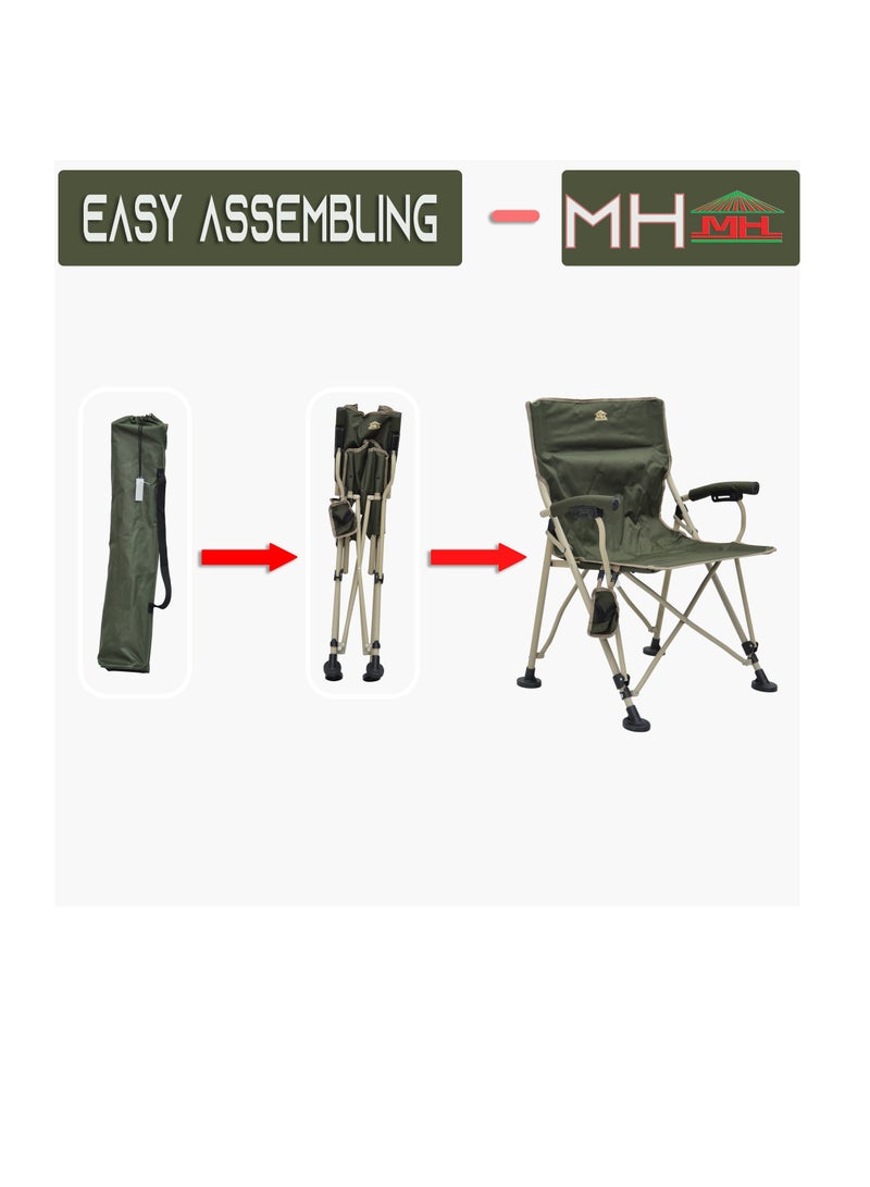 Camping Foldable Chair by Multi Home with One Pocket drink etc. Base is in steel with Modern Design with bag Packing easily moveable any where light in Weight C104S(GREEN)