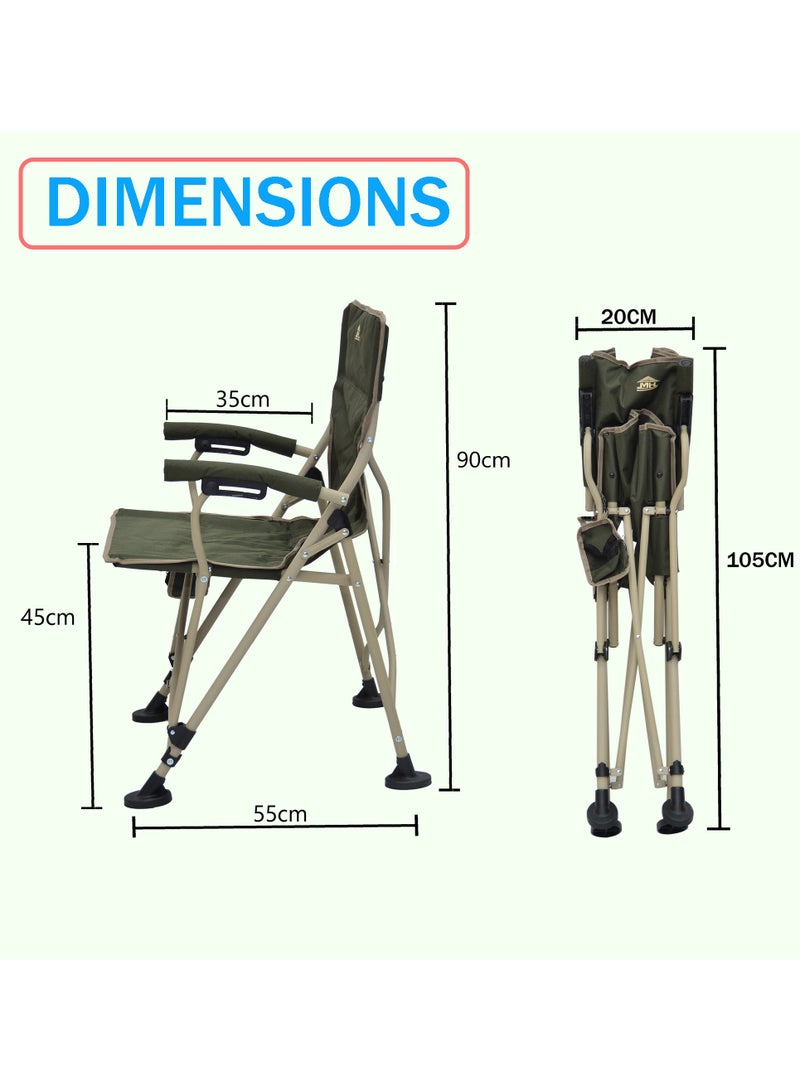 Camping Foldable Chair by Multi Home with One Pocket drink etc. Base is in steel with Modern Design with bag Packing easily moveable any where light in Weight C104S(GREEN)