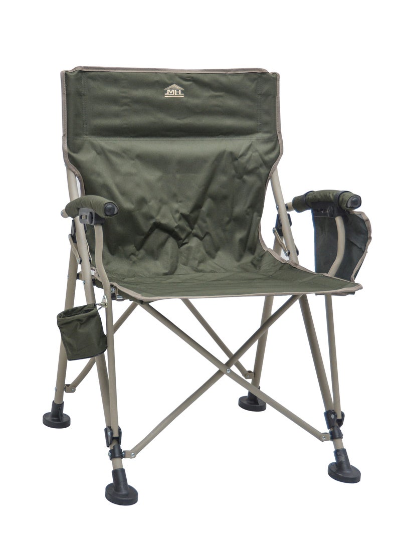 Camping Foldable Chair by Multi Home with One Pocket drink etc. Base is in steel with Modern Design with bag Packing easily moveable any where light in Weight C104S(GREEN)