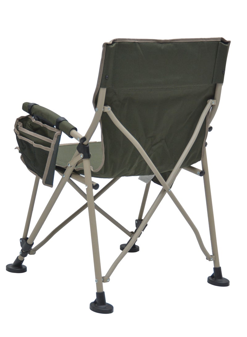 Camping Foldable Chair by Multi Home with One Pocket drink etc. Base is in steel with Modern Design with bag Packing easily moveable any where light in Weight C104S(GREEN)