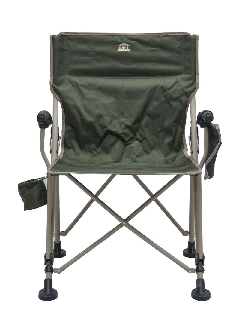 New Modern Design Camping Chair With Cup holder and Pockets Beach Chair Garden Chair With Comfortable Tilted Back-Cup Holder-Carry Bag for Indoor Outdoor Travelling MH-C104S-CUPHOLDER-GREEN