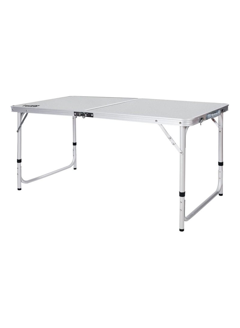 Aluminum Folding Table 4 Foot, Adjustable Height Lightweight Portable Camping Table for Picnic Beach Outdoor Indoor