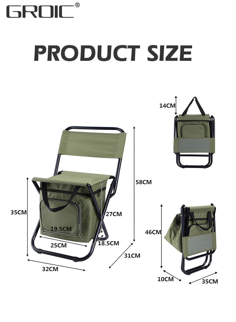 Backpack Cooler Chair Fishing Chairs with Backrest Folding Camping Stool,Fishing Stool Foldable Camping Chair