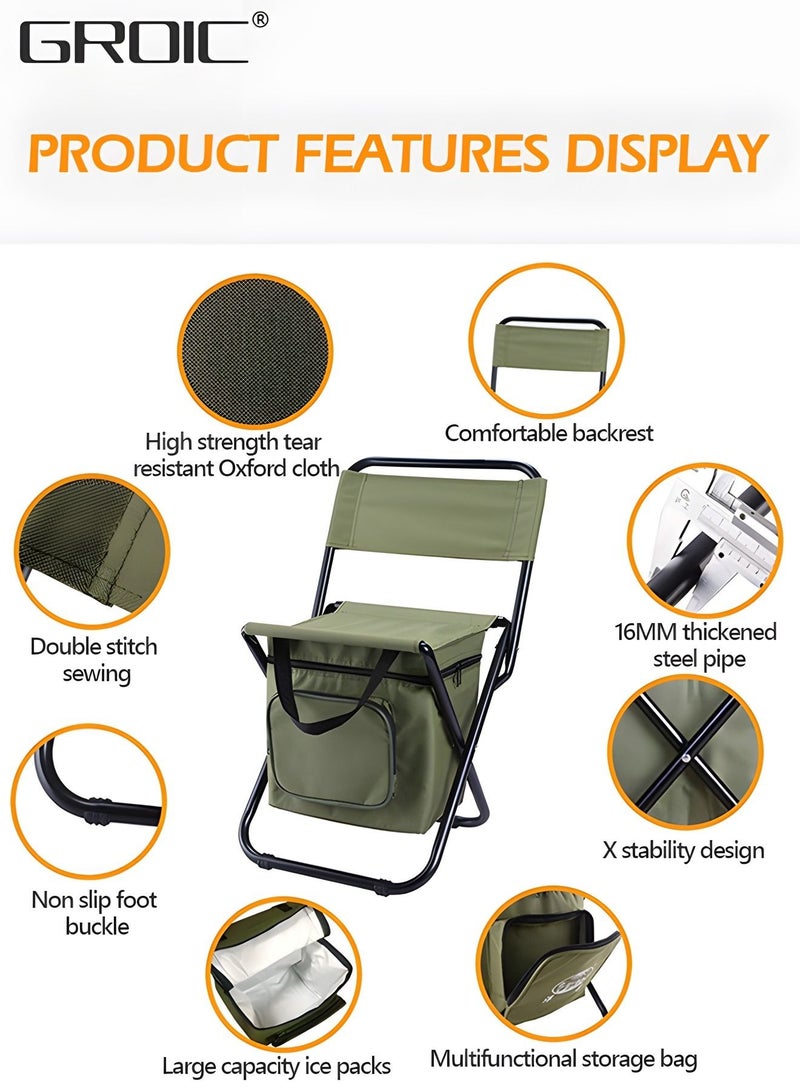 Backpack Cooler Chair Fishing Chairs with Backrest Folding Camping Stool,Fishing Stool Foldable Camping Chair