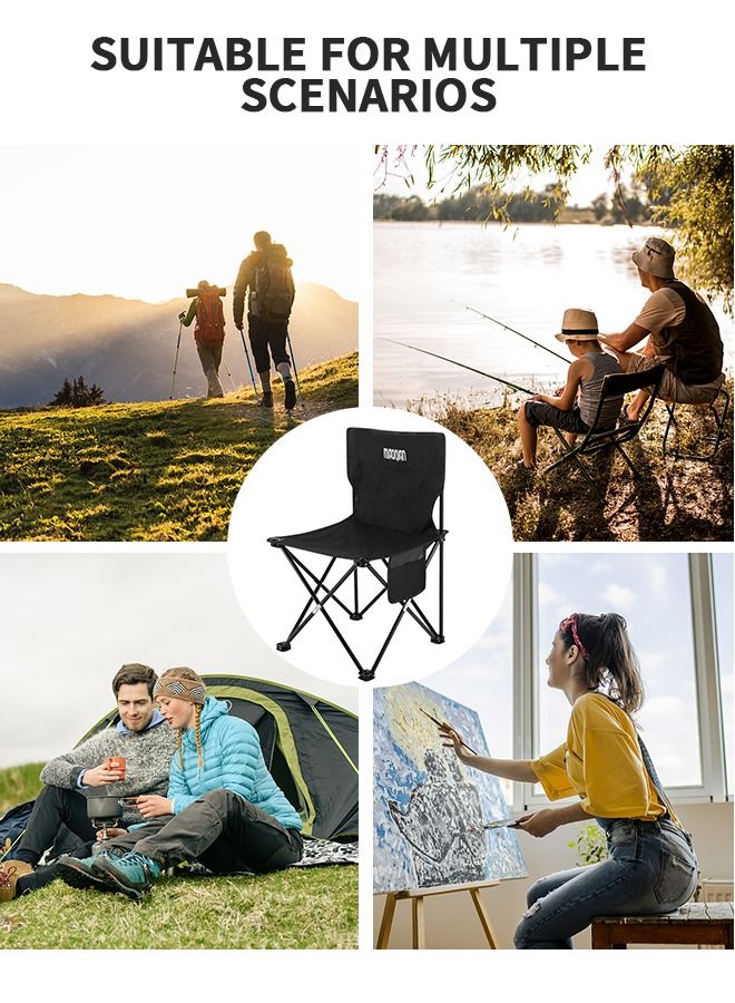 Portable Camping Chairs, Lawn Folding Chair Heavy Duty for Adults 200KG, Sports Fishing Chairs, Side Pockets, Compact Portable Chair for Beach, Fishing, Picnic,Indoor etc