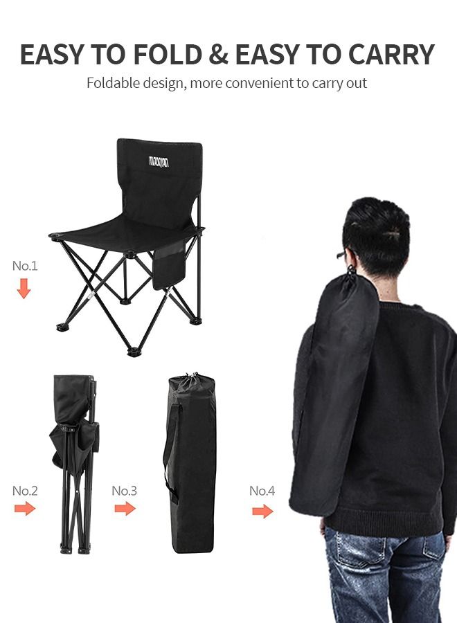 Portable Camping Chairs, Lawn Folding Chair Heavy Duty for Adults 200KG, Sports Fishing Chairs, Side Pockets, Compact Portable Chair for Beach, Fishing, Picnic,Indoor etc