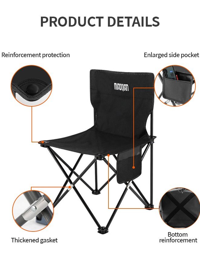 Portable Camping Chairs, Lawn Folding Chair Heavy Duty for Adults 200KG, Sports Fishing Chairs, Side Pockets, Compact Portable Chair for Beach, Fishing, Picnic,Indoor etc