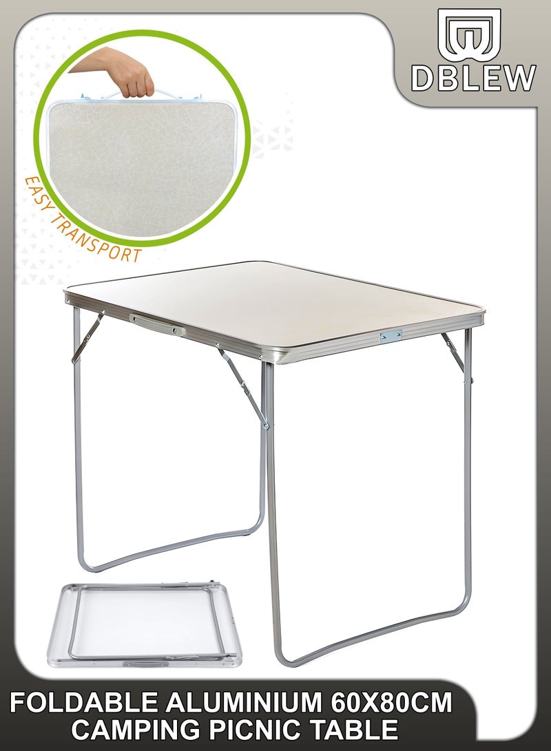 Folding Camping Table Aluminium Hiking Picnic Party Foldable Desk Portable Indoor Outdoor Garden Dining Utility BBQ Stand Unfolded Size 80x68x60cm