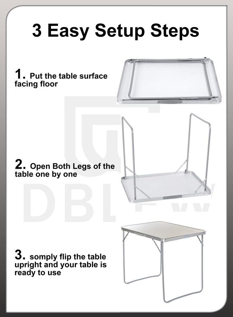 Folding Camping Table Aluminium Hiking Picnic Party Foldable Desk Portable Indoor Outdoor Garden Dining Utility BBQ Stand Unfolded Size 80x68x60cm