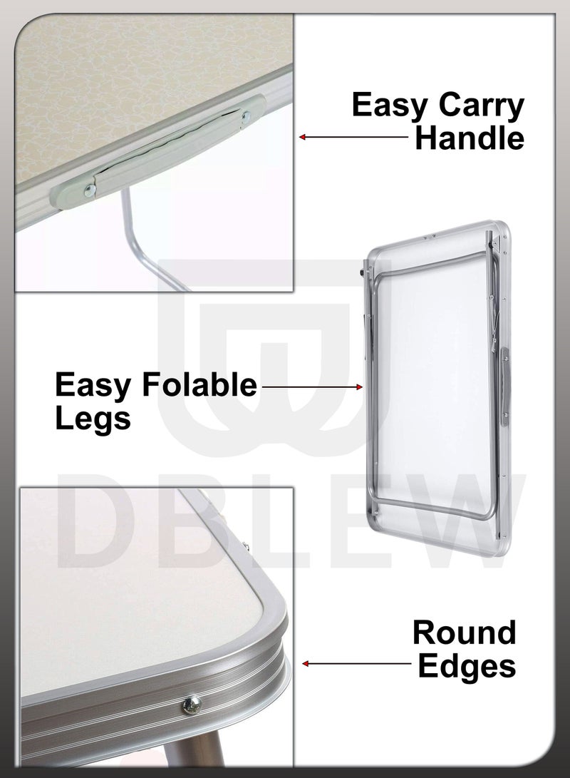 Folding Camping Table Aluminium Hiking Picnic Party Foldable Desk Portable Indoor Outdoor Garden Dining Utility BBQ Stand Unfolded Size 80x68x60cm