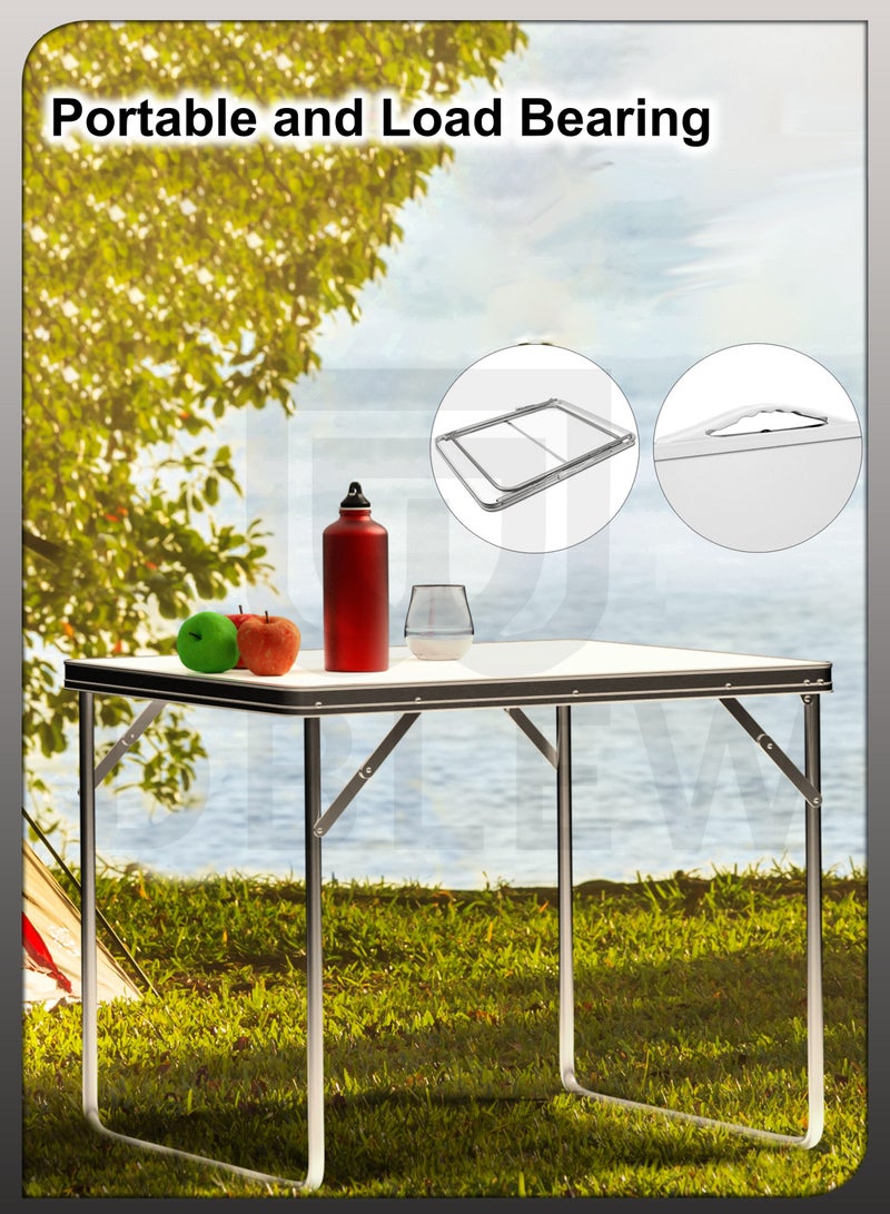 Folding Camping Table Aluminium Hiking Picnic Party Foldable Desk Portable Indoor Outdoor Garden Dining Utility BBQ Stand Unfolded Size 80x68x60cm