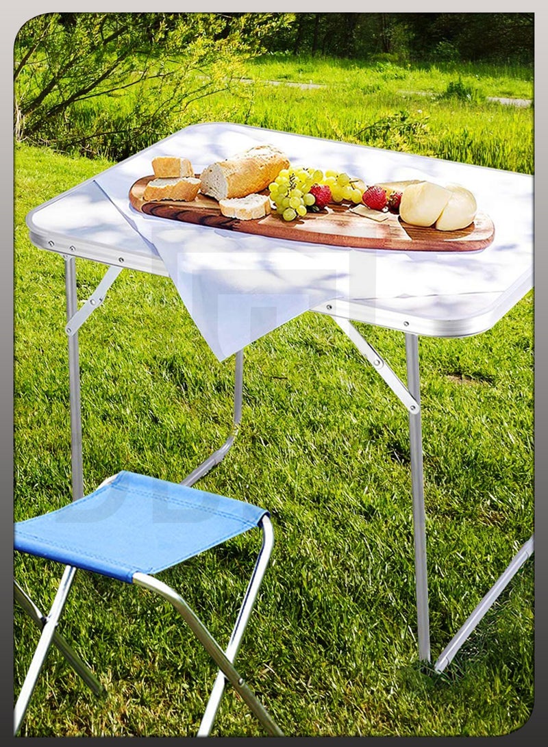 Folding Camping Table Aluminium Hiking Picnic Party Foldable Desk Portable Indoor Outdoor Garden Dining Utility BBQ Stand Unfolded Size 80x68x60cm