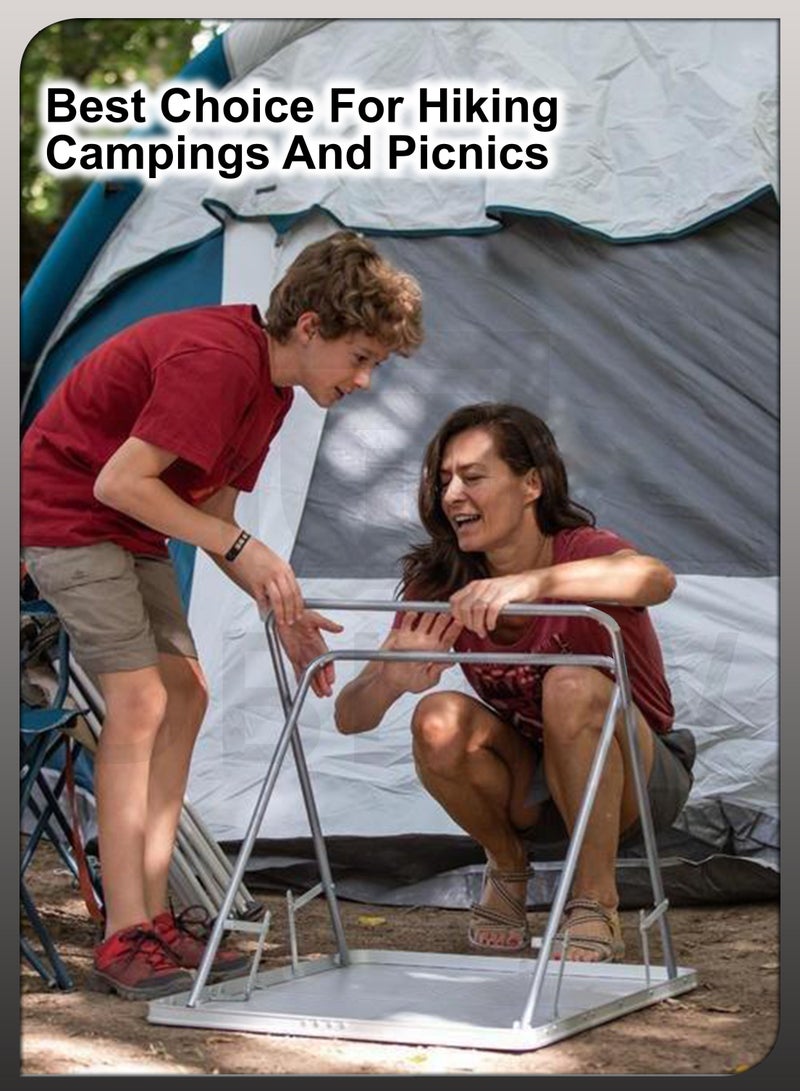 Folding Camping Table Aluminium Hiking Picnic Party Foldable Desk Portable Indoor Outdoor Garden Dining Utility BBQ Stand Unfolded Size 80x68x60cm