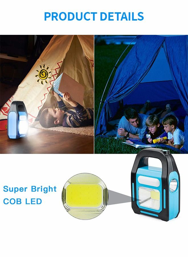 3 IN 1 Solar USB Rechargeable Brightest COB LED Camping Lantern,Camping Lights Rechargeable Work Light, IPX-4 Waterproof Emergency LED Light 1 Pack