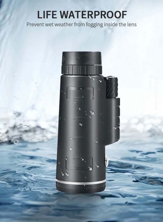 Monocular, 40×60 HD Telescope, Monocular with Smartphone Holder and Tripod, Night Vision Telescope with Compass and Telescopic Tripod, Travel Accessories, Camping Gear