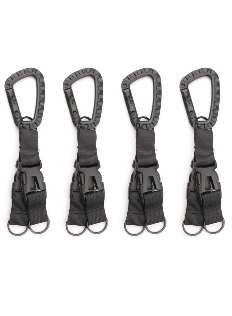 Multifunction Nylon Military Hanging Buckle Tactical Key Hook Webbing Belt Carabiner Clip Handing Belt Clip Backpack Buckle Waist Bag Holder Accessories 4PCS