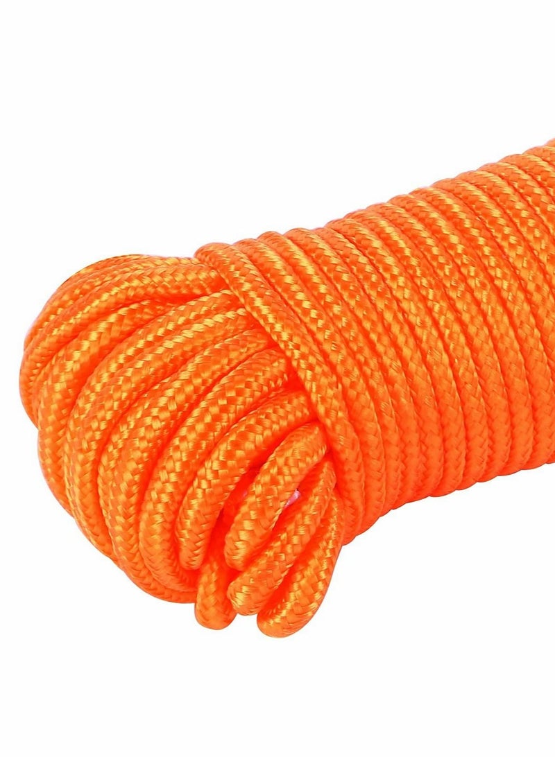 Nylon Poly Rope Flag Pole Polypropylene Clothes Line Camping Utility Good for Tie Pull Swing Climb Knot (10 M Length 10 mm Width 2Pcs Orange)