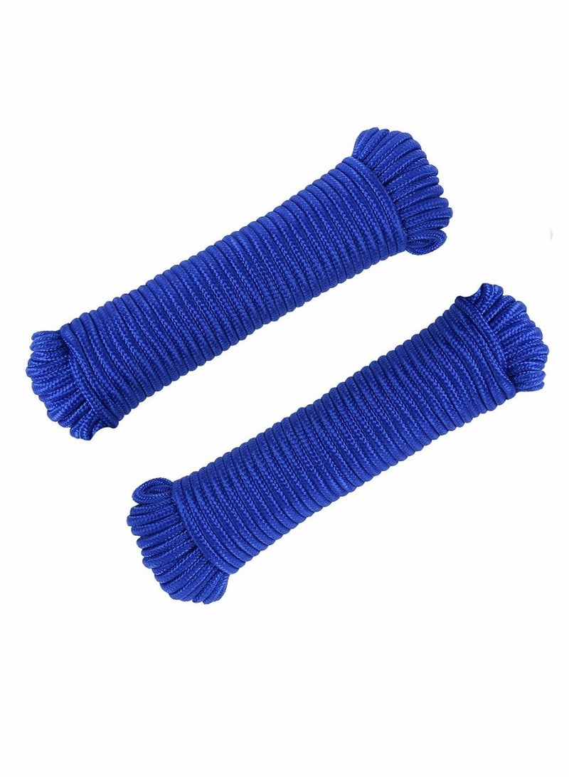 Nylon Poly Rope Flag Pole Polypropylene Clothes Line Camping Utility Good for Tie Pull Swing Climb Knot (10 M Length, 10 mm Width, 2Pcs Blue)