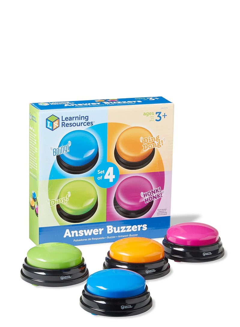 Learning Resources Answer Buzzers Set of 4 Assorted Colored Buzzers Game Show Buzzers 3-1  2in Multicolor Ages 3