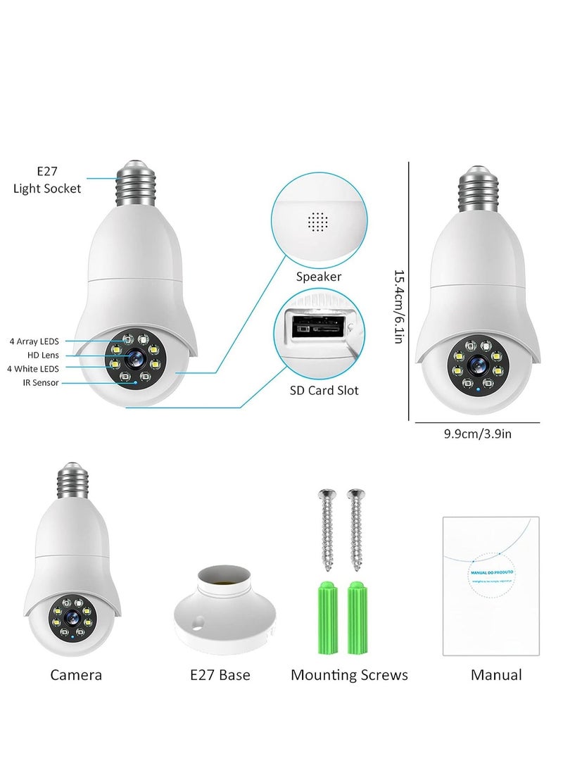 Light Bulb Camera, 360 Degree 2.4GHz/ 5GHz WiFi 1080P Bulb Camera for Indoor/Outdoor, Surveillance Camera Light Bulb Guardcam, Auto Tracking, Two Way Audio, Motion Detection