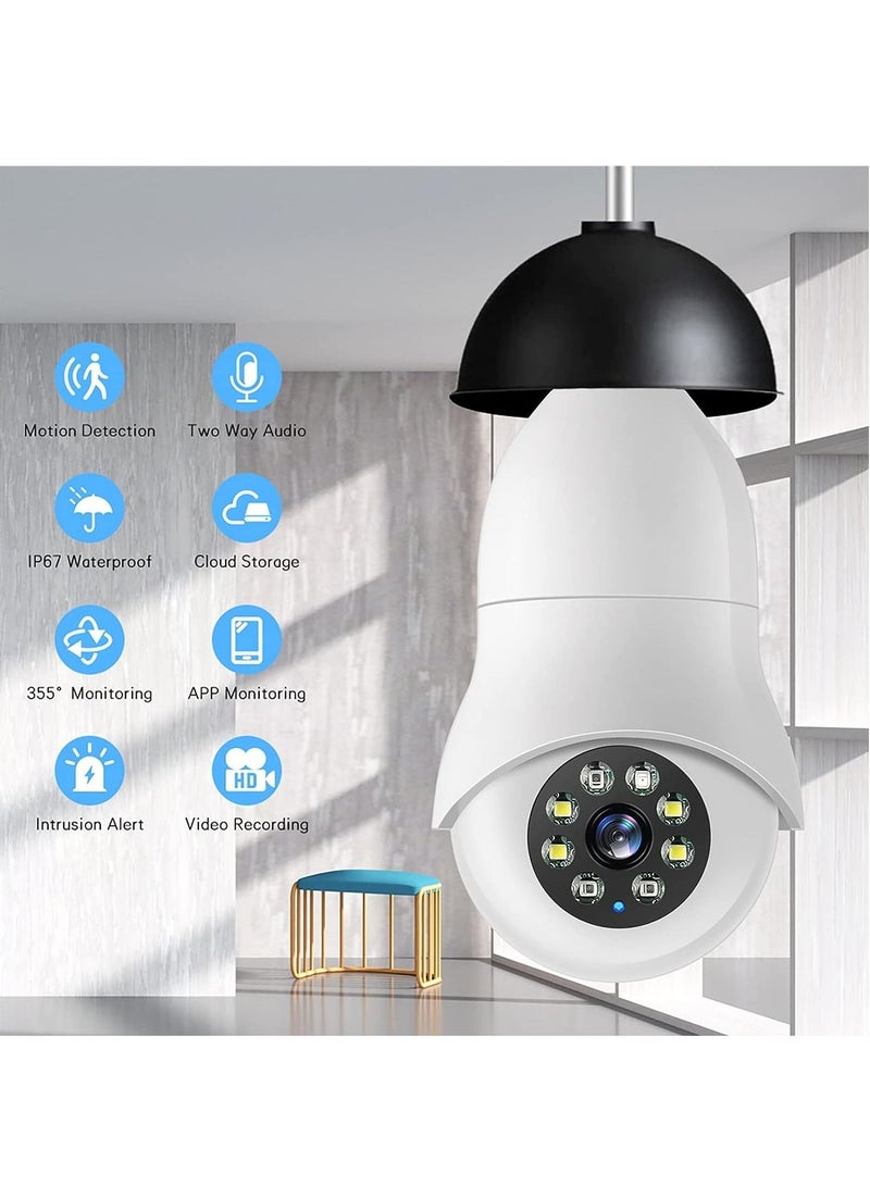 Light Bulb Camera, 360 Degree 2.4GHz/ 5GHz WiFi 1080P Bulb Camera for Indoor/Outdoor, Surveillance Camera Light Bulb Guardcam, Auto Tracking, Two Way Audio, Motion Detection