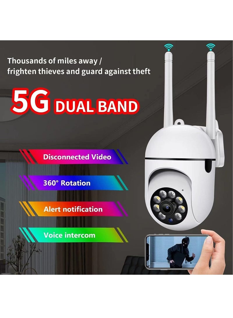 Security Cameras for Home Security, 2.4GHz & 5GHz WiFi Outdoor Cameras, 1080P Dome Cameras with 360° View, Surveillance Cameras with 2-Way Audio, Baby Monitor with Motion Detection