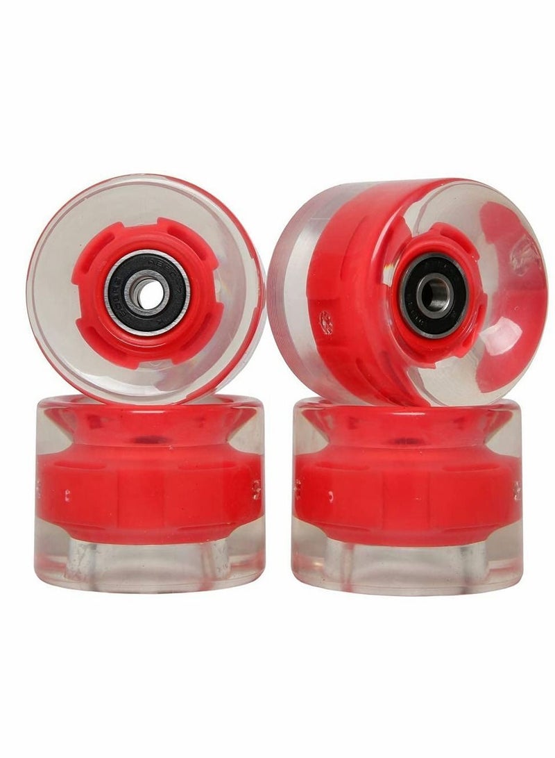Skateboard Wheels with Bearings, 4 Pcs Light Up 85A Cruiser Wheels, LED Wheel for Skateboard, Longboard (Red, 68mm*50mm)