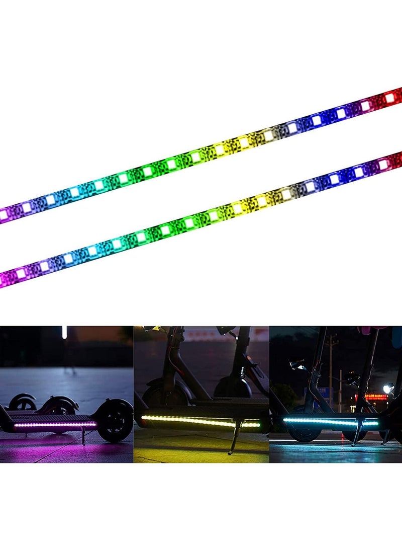 Electric Scooter LED Strip Light, 2 Pack Night Cycling Foldable Colorful Lamp Waterproof Safety Skateboard Decorative Accessories for Xiaomi M365/pro, for Ninebot/for Mercane Wide Wheel Scooter